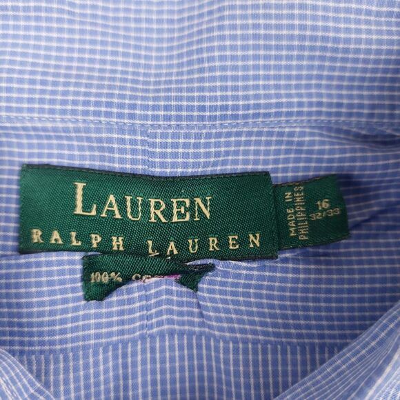 Lauren Ralph Lauren Shirt Mens 16 32/33 Long Sleeve Button Down Gingham Check - Picture 4 of 6